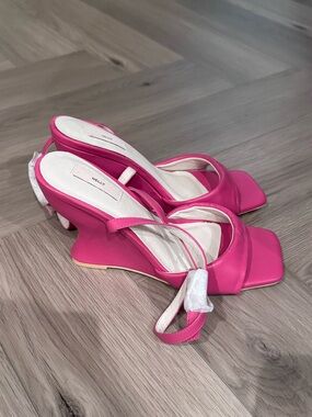 Nelly Hot Pink Sculpted Wedge Sandals